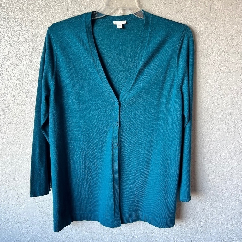 *FIRM PRICE* J.Jill size M teal wool blend longline cardigan
